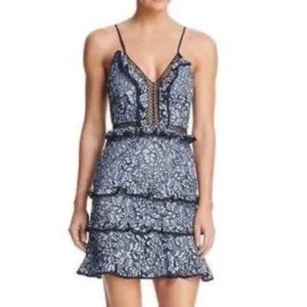Blue Mini Dress - Lace Keepsake Mini Navy